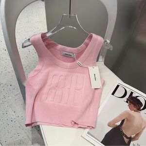 Miu Miu Pink Logo Tank Top